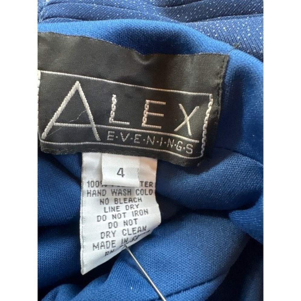 Alex Evenings Midnight Blue Sparkle Ruched Waist Gown‎ Formal Evening Dress  4 - Picture 6 of 11
